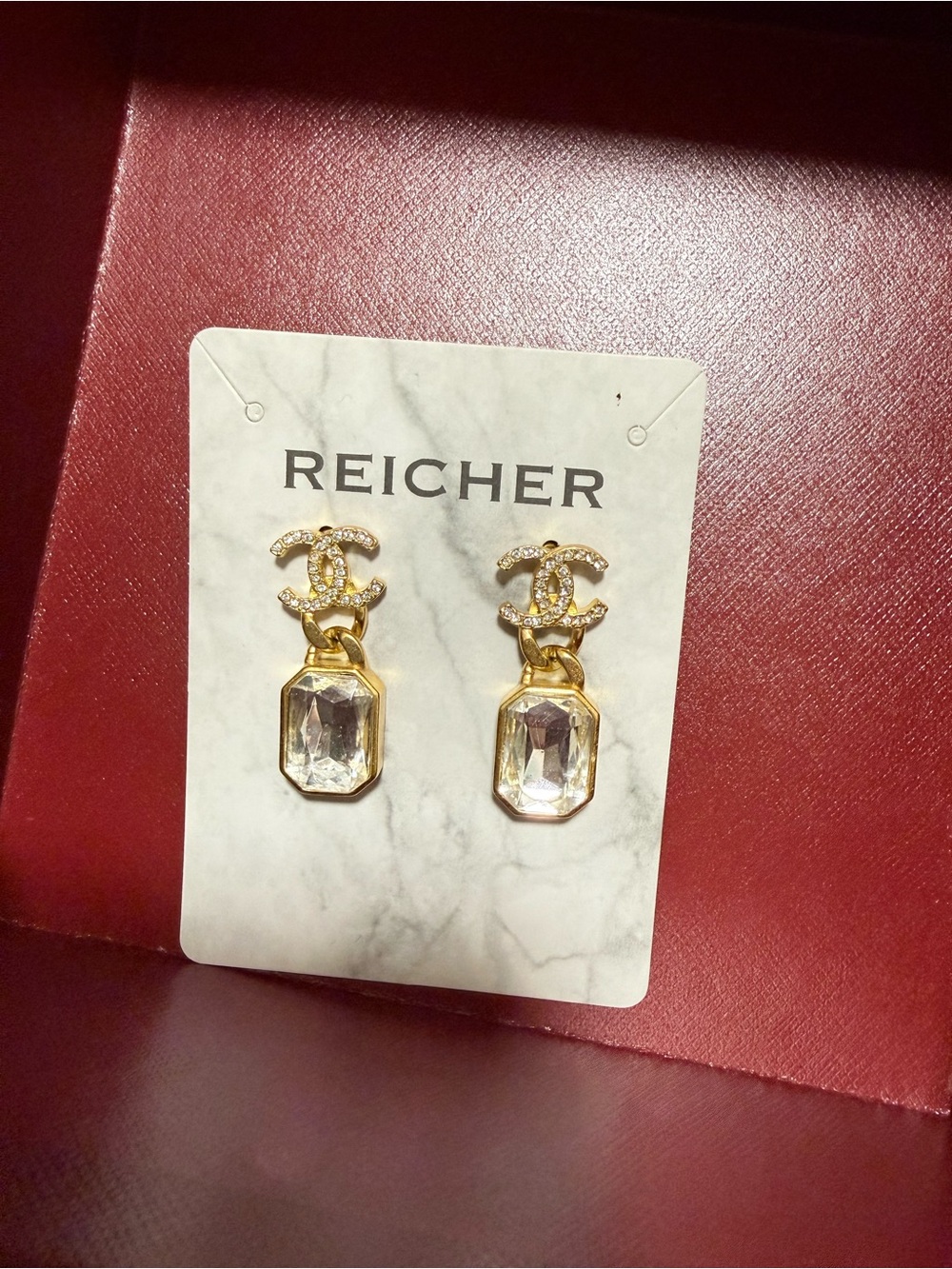 Gold-Tone Crystal Drop Earrings - Clear